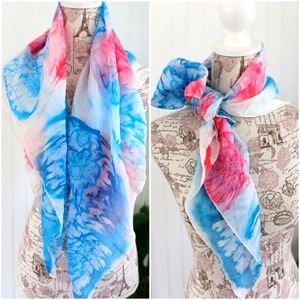 Vintage 100% Silk Scarf Abstract Large 34 x 35"